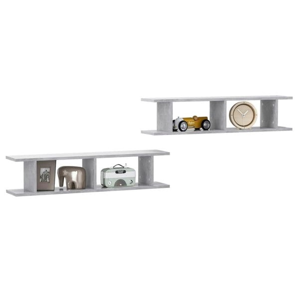 Berkfield Wall Shelf 2 pcs Concrete Grey 90x18x20 cm Engineered Wood