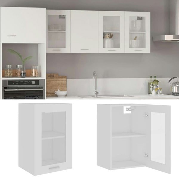 Berkfield Hanging Glass Cabinet White 40x31x60 cm Engineered Wood
