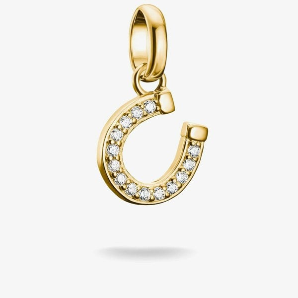 THOMAS SABO Charm Club Connect Gold Plated Cubic Zirconia Horseshoe Charm CC1280-414-14