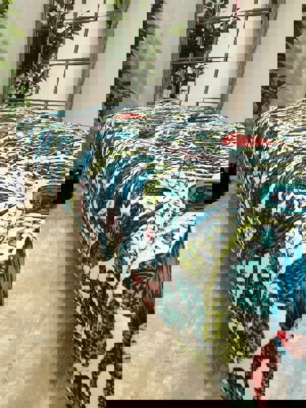 CONTACT US PREMIUM PEACOCK FOOTSTOOL GREEN FLORAL POUFFE FOOTREST TABLE - ISTOOLS