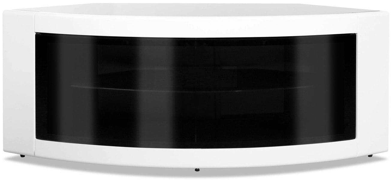 Centurion Supports PANGEA Gloss White Beam-Thru Curved Tru-Corner 32”-50” TV Cabinet