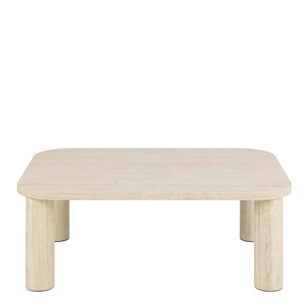 Wyld Haus Frankfurt Rectangular Travertine Look Coffee Table Rounded Corners