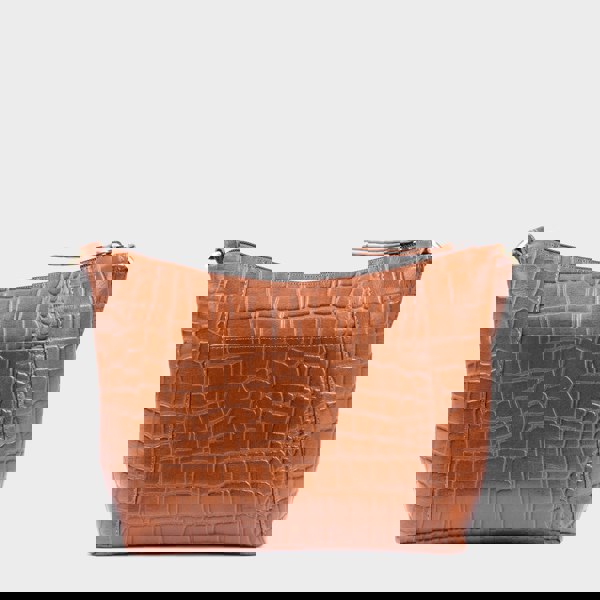 Assots London 'CAROL' Tan Croc Real Leather Designer Crossbody Shoulder Bag