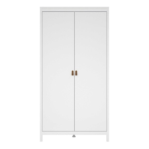 Wyld Haus Wildberry Matt White Wardrobe with 2 Doors Leather Handles