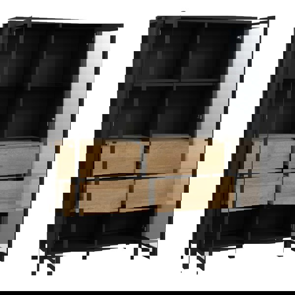 Furniture To Go High Rock Extra Wide Display Cabinet in Matt Black/Riviera Oak