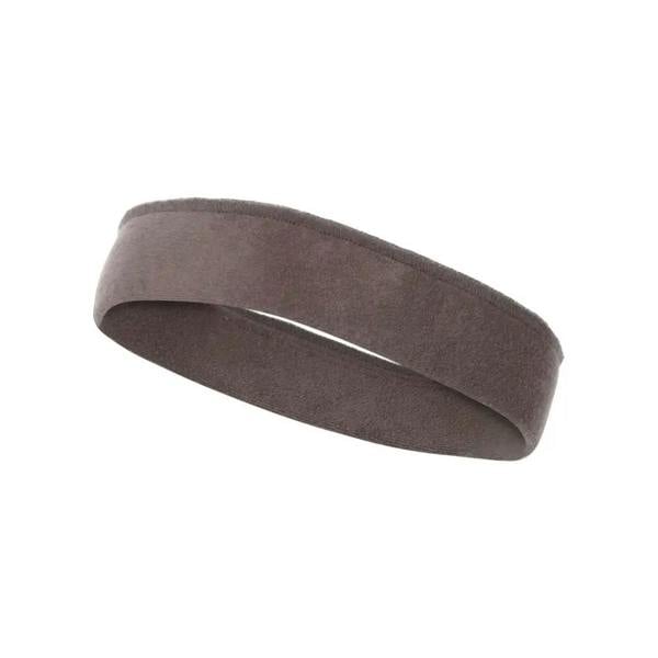 Brown leather cosmetic head band with smooth finish and rounded edges