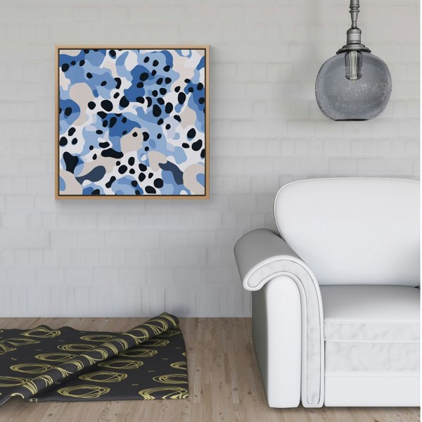 Warren Reed Blue Camouflage Pattern Framed Canvas