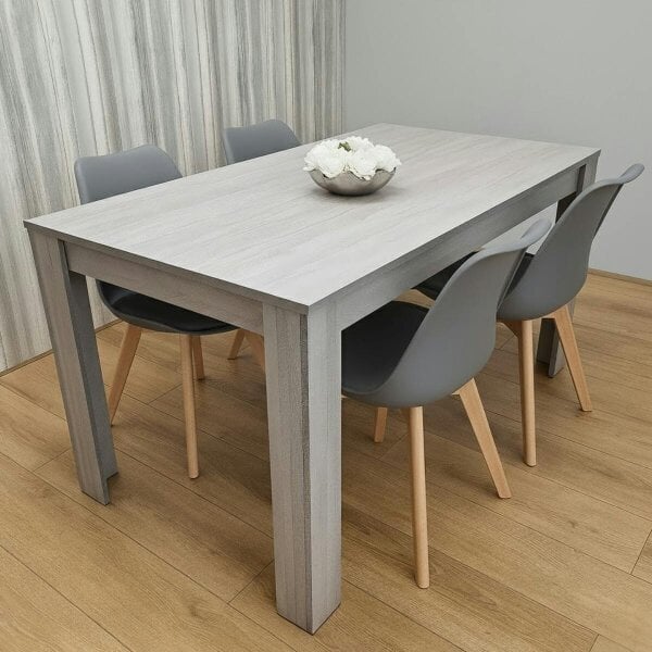 Kosy Koala Modern Grey Dining Table Set With 4 Grey Plastic Chairs Dining Room Furniture