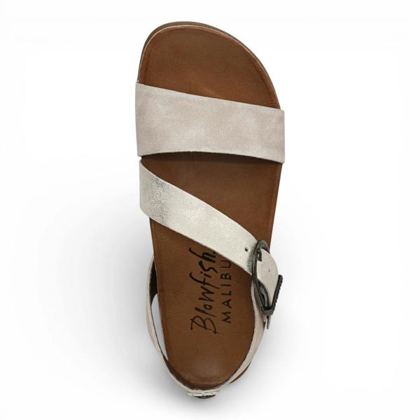Blowfish Malibu Lance - Women's Cloud Silver Footbed Strappy Flat Sandals