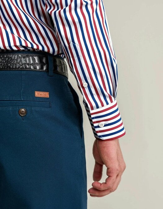 Men's Royal Blue and Red Striped Formal Shirt
