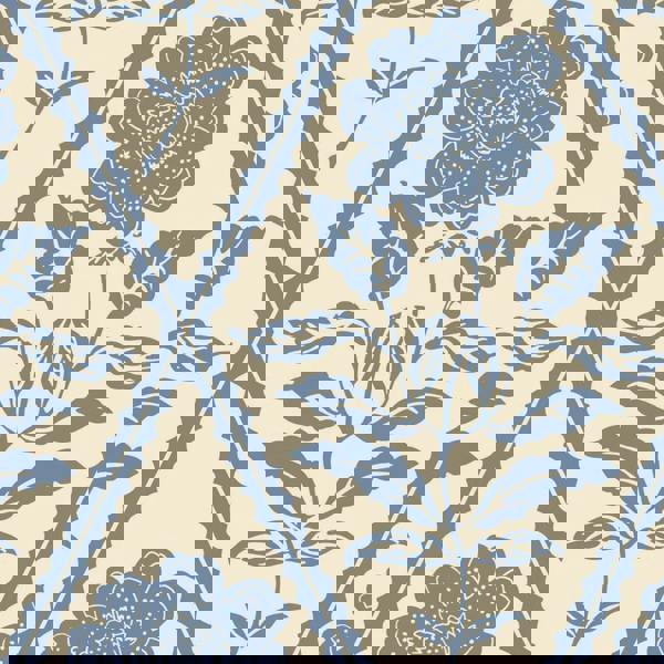 Joules Juliette Floral Print Wallpaper - Cream/Blue - 10m