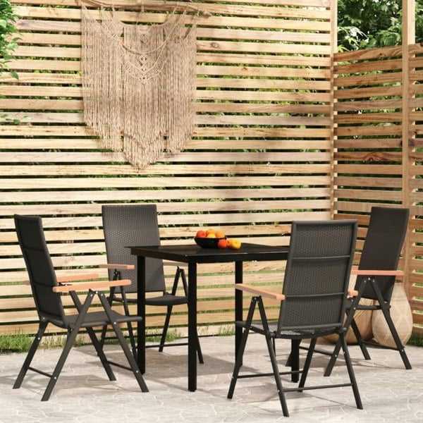 Berkfield 5 Piece Garden Dining Set Black