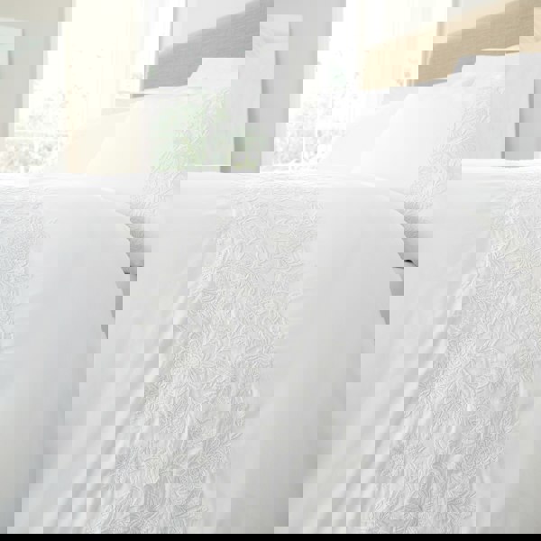 Bianca Embroidery Floral 200 Thread Count Cotton Duvet Cover Set White