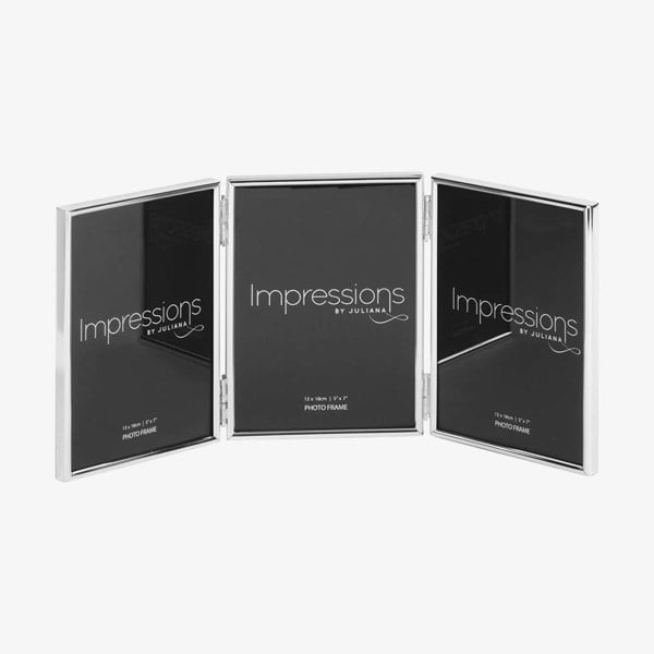 T. H. Baker Impressions Silverplated Triple Folding 5x7 Inch Photo Frame FS59657T