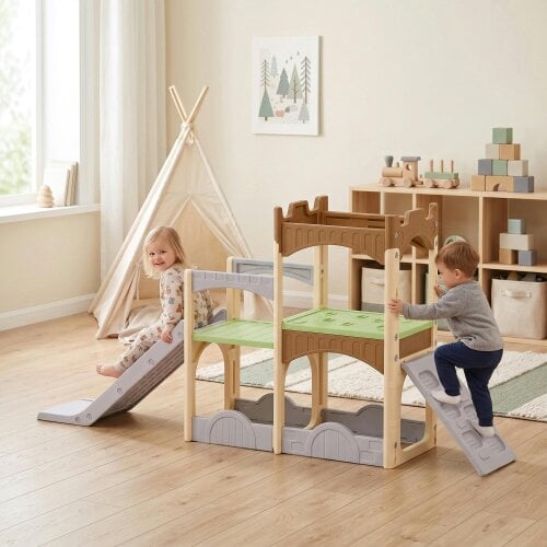 AIYAPLAY 5 in 1 Kids Indoor Playset with Climbing Wall for 3-6 Years