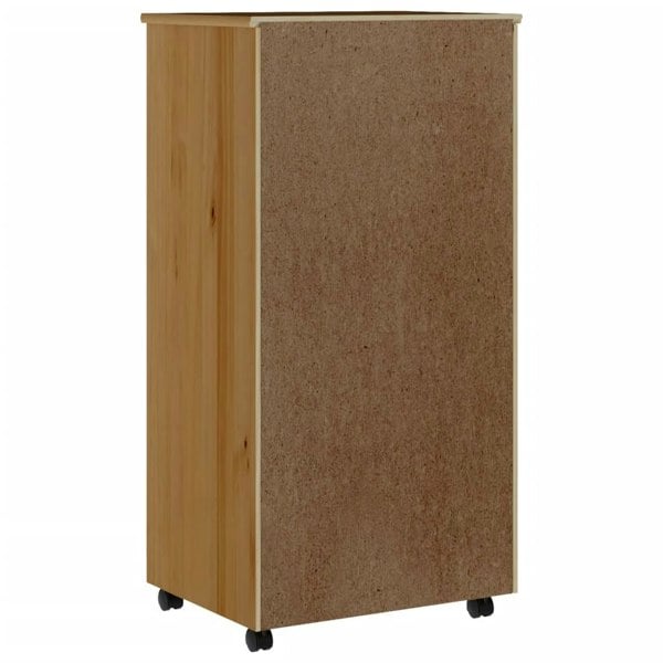 Berkfield Rolling Cabinet with Drawers MOSS Honey Brown Solid Wood Pine