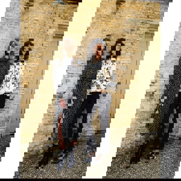 Blue Vanilla Polka Dot Tie Neck Midi Dress