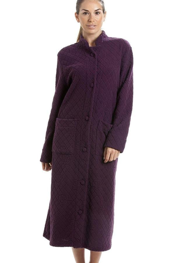 Womens Soft Fleece Floral Full Length Button Up Housecoats
