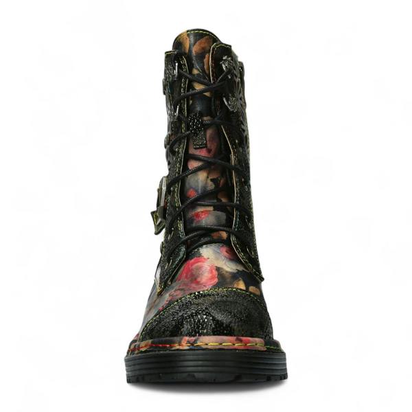 Laura Vita Incaso 36 Black Floral Womens Gothic Victorian Leather Ankle High Boots