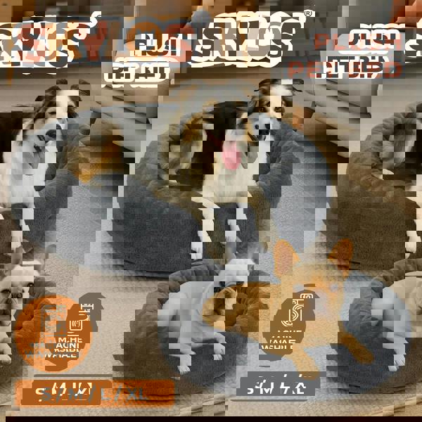 Skylos Washable Donut Dog Bed Large Small  Pet Calming Beds Anti Anxiety Plush