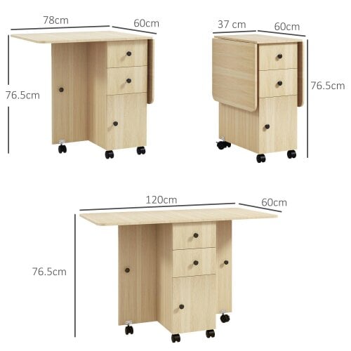 Wyld Haus Tofaba Wooden Wood Effect Drop Leaf Dining Table With Integrated Storage