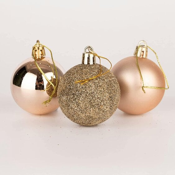 Shatchi Shatterproof Champagne Gold Christmas Baubles, 5cm Tree Decorations in 9 or 18 Pack Sizes