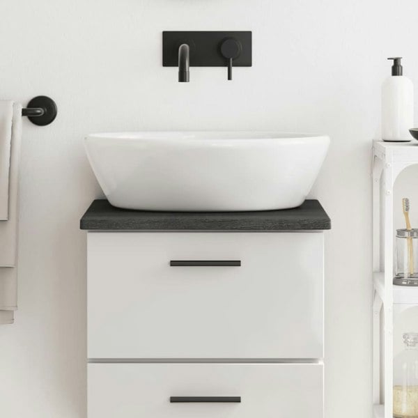 Berkfield Bathroom Countertop Dark Grey 40x30x2 cm Treated Solid Wood