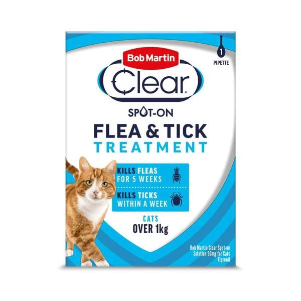 Bob Martin Flea Clear Fipronil Spot On Flea & Tick Treatment For Cats (1 Pipette)