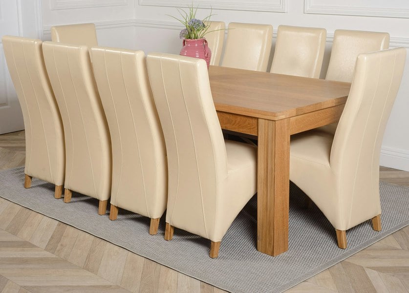 That's Furniture Dakota Extra Large Oak Dining Table with Lola Leather Chairs