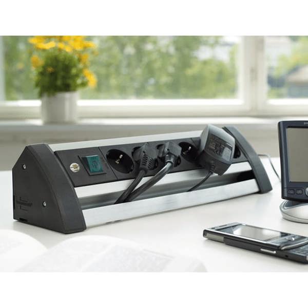 Brennenstuhl Alu-Office-Line 6-Way Extension Lead For Desktops - Made in Germany - 10 Year Guarantee