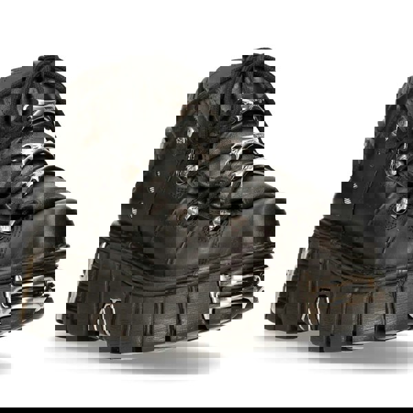 New Rock M106-s1 - New Rock Tower Unisex Metallic Black Natural Leather Biker Gothic Boots