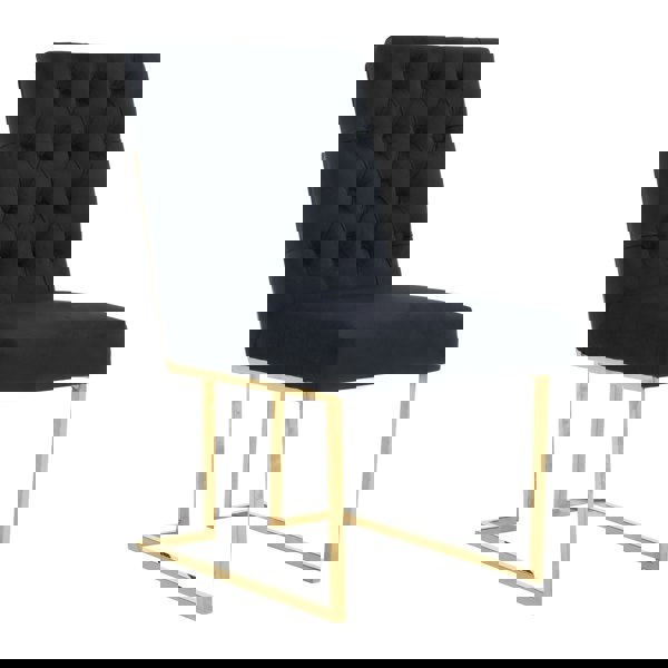 Life Interiors Single Siena Luxury Tufted Velvet Dining Chair with Gold Frame & Legs - Modern Upholstered Accent Chair