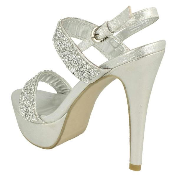 Anne Michelle Ladies Anne Michelle Double Glitter Strap Platform Heels