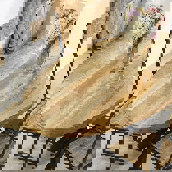 IH Design Valor Mango Wooden 6 8 Seater Oval Dining Table