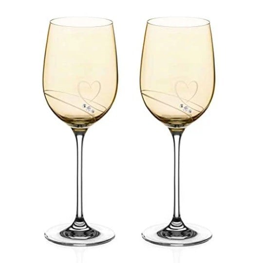 Diamante Gold Lustre Crystal Wine Glasses 'Romance' - Set of 2