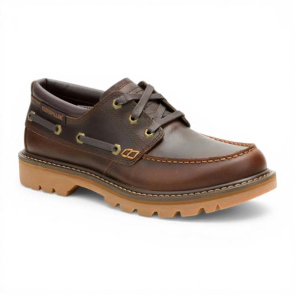Caterpillar CAT (Caterpillar) Mens Tan Brown Leather Low-Cut Boots - Colorado Boat Lo