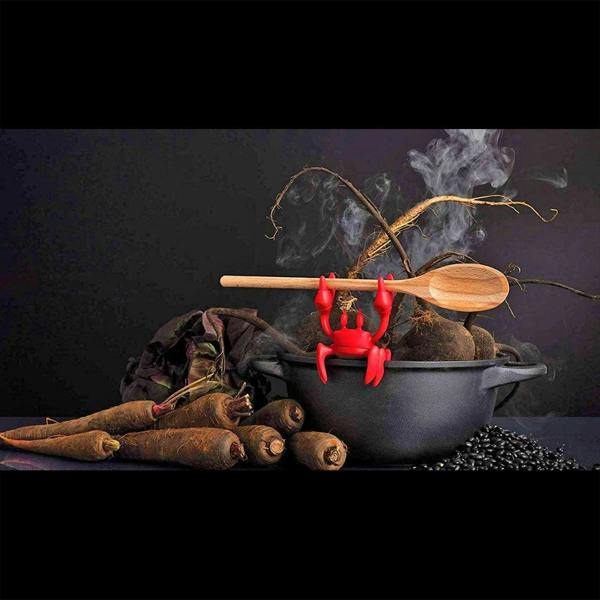 Kitchen Spoon Holder - Crabby Silicone in Radiant Red