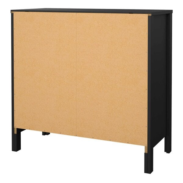 Wyld Haus Wildberry Matt Black Chest 3 Drawers Leather Handles