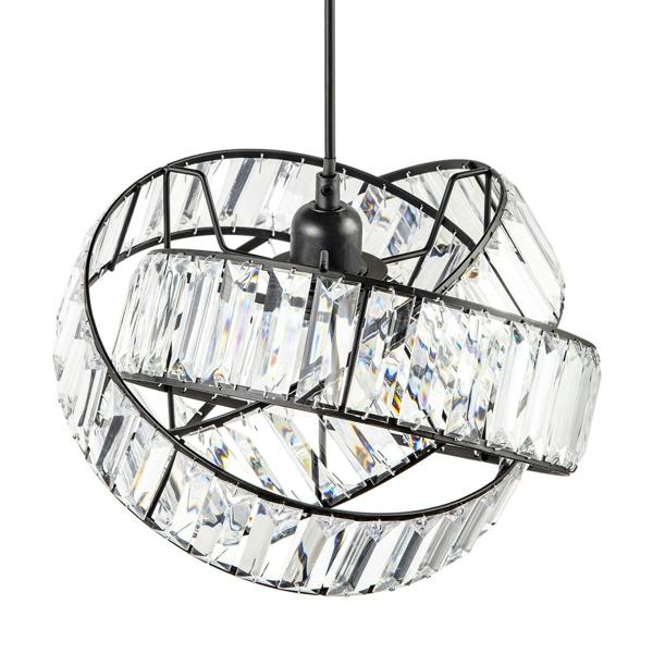 Modern Three Ring Black Pendant Shade with Transparent Acrylic Prisms Image 4