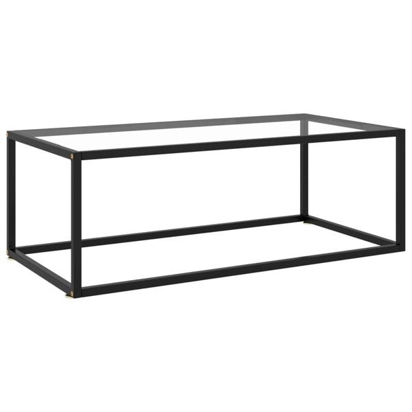 Berkfield Coffee Table Black with Tempered Glass 100x50x35 cm