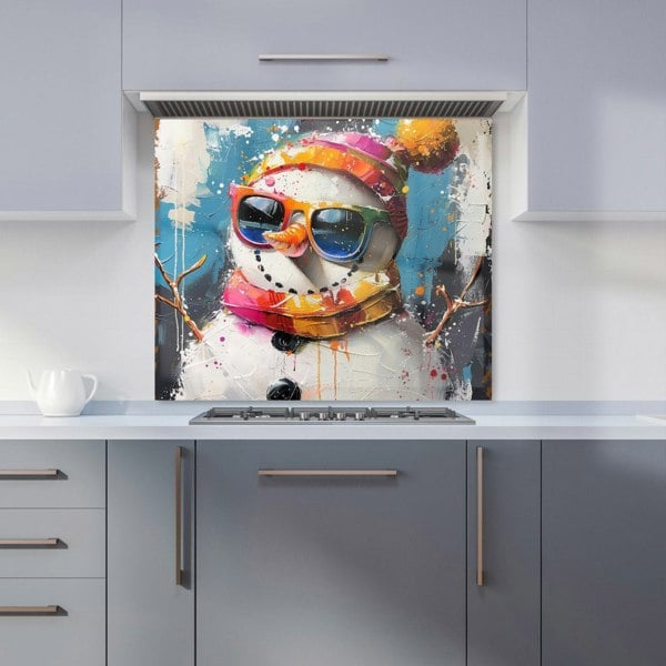 Warren Reed - Designer Vibrant Snowman with Style Kitchen Splashback