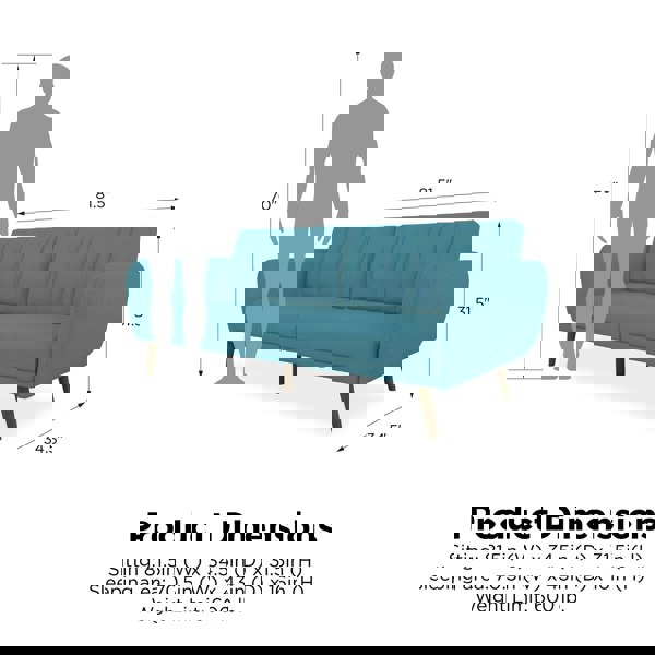 Dorel Home Brittany Sofa Bed in Light Blue fabric