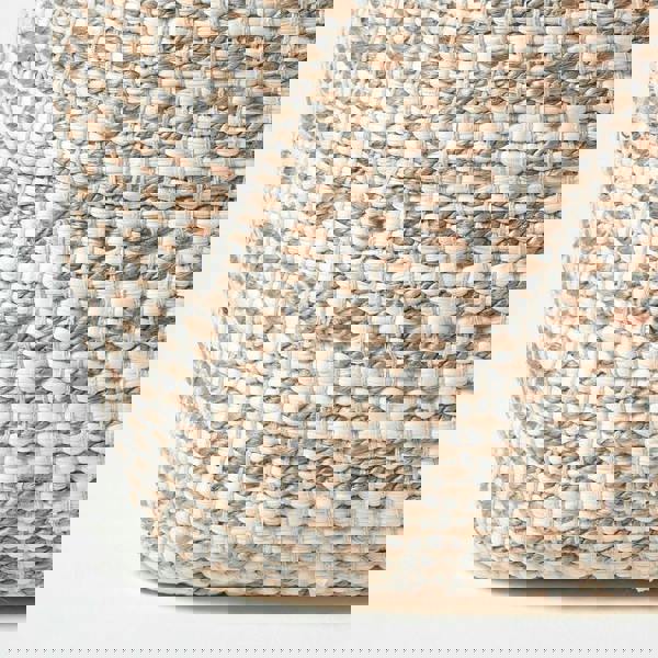 HOMESCAPES Sierra Natural Diamond Pattern Jute Bean Filled Pouffe