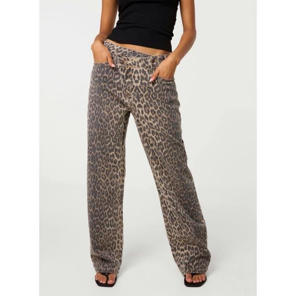 Pink Vanilla Leopard Straight Leg Jeans