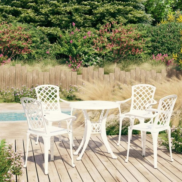 Berkfield 5 Piece Bistro Set Cast Aluminium White