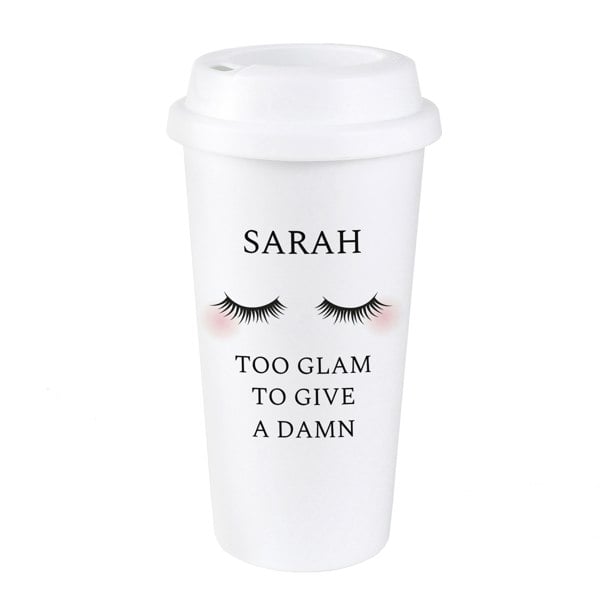 Personalised Memento Company Personalised Eyelashes Insulated Reusable Eco Travel Cup