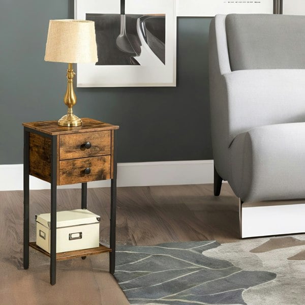 Rafaelo Mobilia Slim Side Table with 2 Drawers