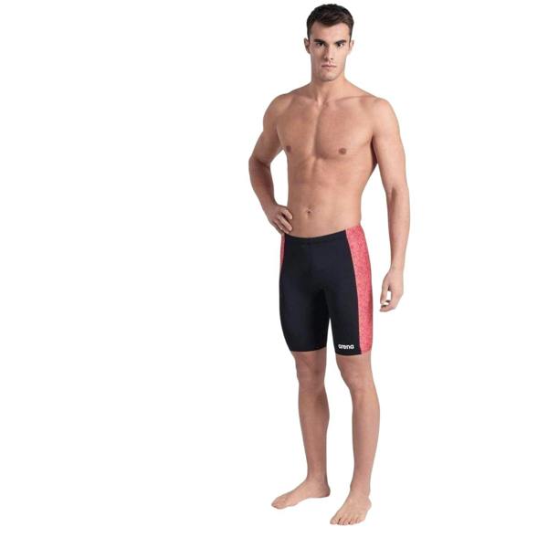 Arena Mens Abstract Tiles Jammer Shorts - Black/Red Print - 