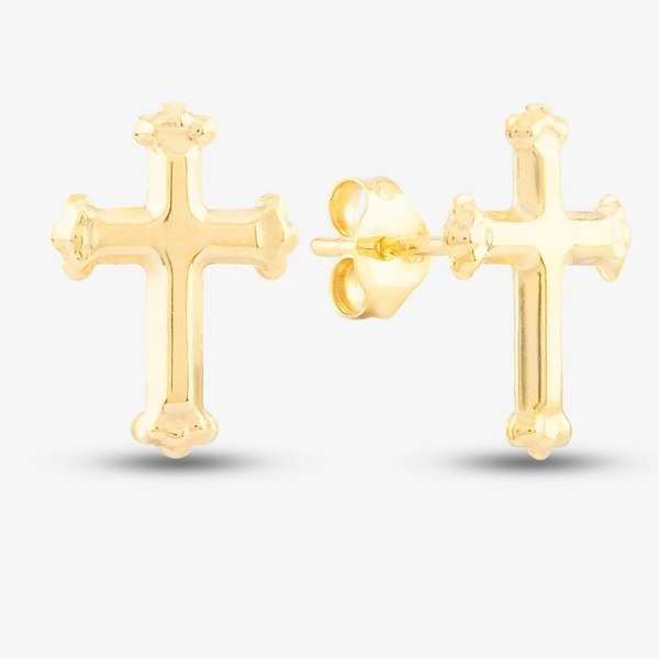 T. H. Baker 9ct Yellow Gold Cross Stud Earrings 1.55.6082