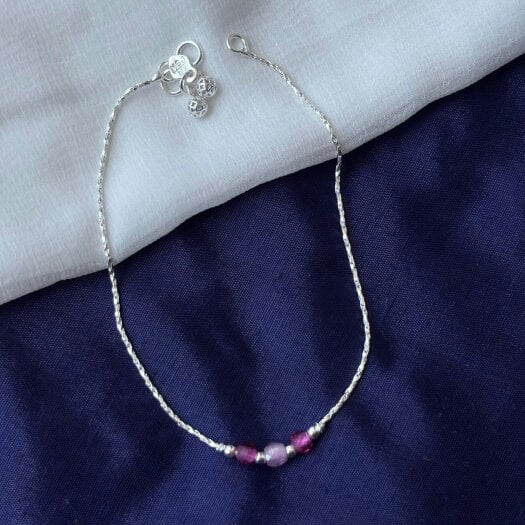The Colourful Aura Pure Silver Colourful beaded Summer Indie Boho Indian Payal Anklet